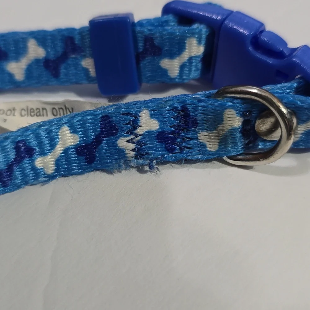 Blue Dog Bone Patterned Small Dog Collar